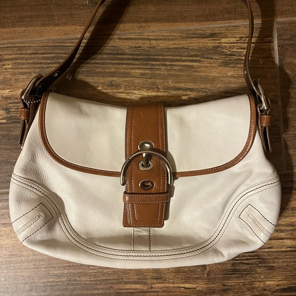 Coach Handbags - Coach Pebbled Leather Soho Flap Buckle Shoulder Handbag cream No. K0678-F10192